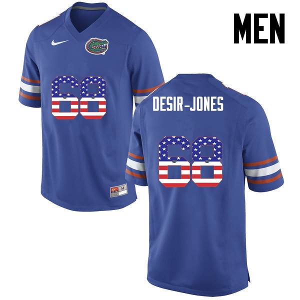 NCAA Florida Gators Richerd Desir-Jones Men's #68 USA Flag Fashion Nike Blue Stitched Authentic College Football Jersey JTA7864NP